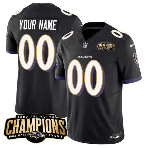 Men & Women & Youth Baltimore Ravens Active Player Custom Black 2023 F.U.S.E. AFC North Champions Vapor Limited Jersey->->Custom Jersey
